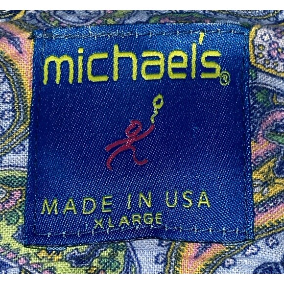 Michael's 100% Linen Paisley Jellyfish Rainbow Long Sleeve  XL MADE IN USA - Picture 10 of 10